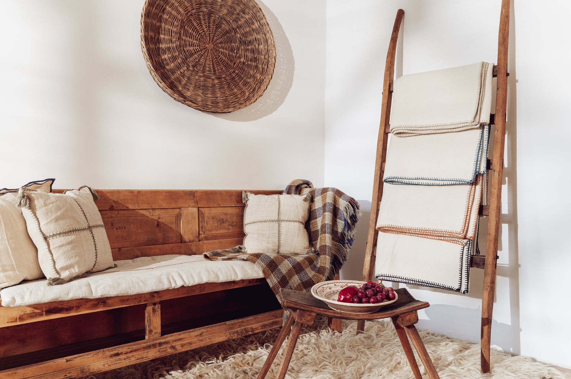 Blanket: Organic eco-cotton, hand stitched edging, Cinnamon - BL110