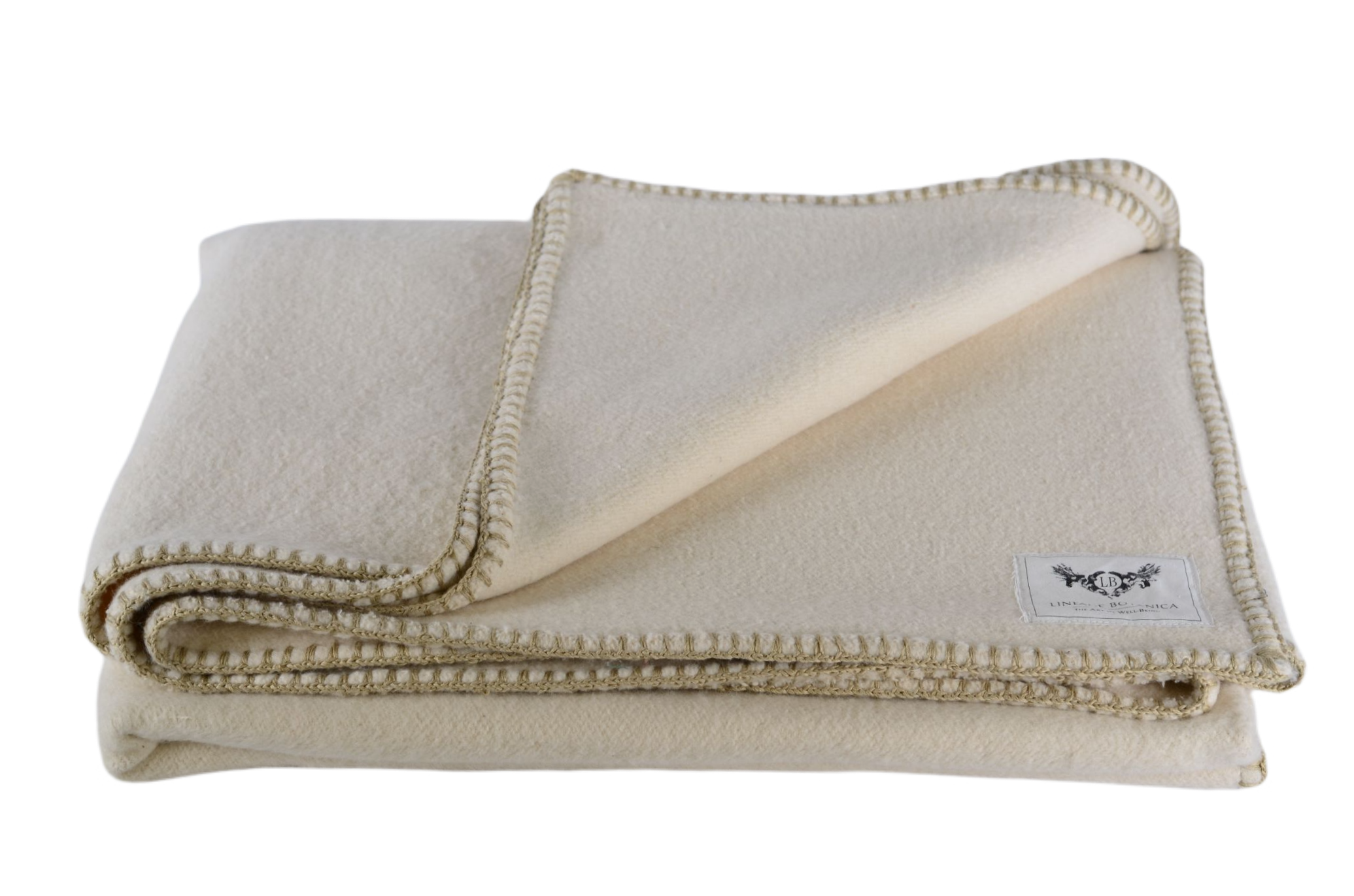 Blanket: Organic eco-cotton, hand stitched edging, Taupe - BL107