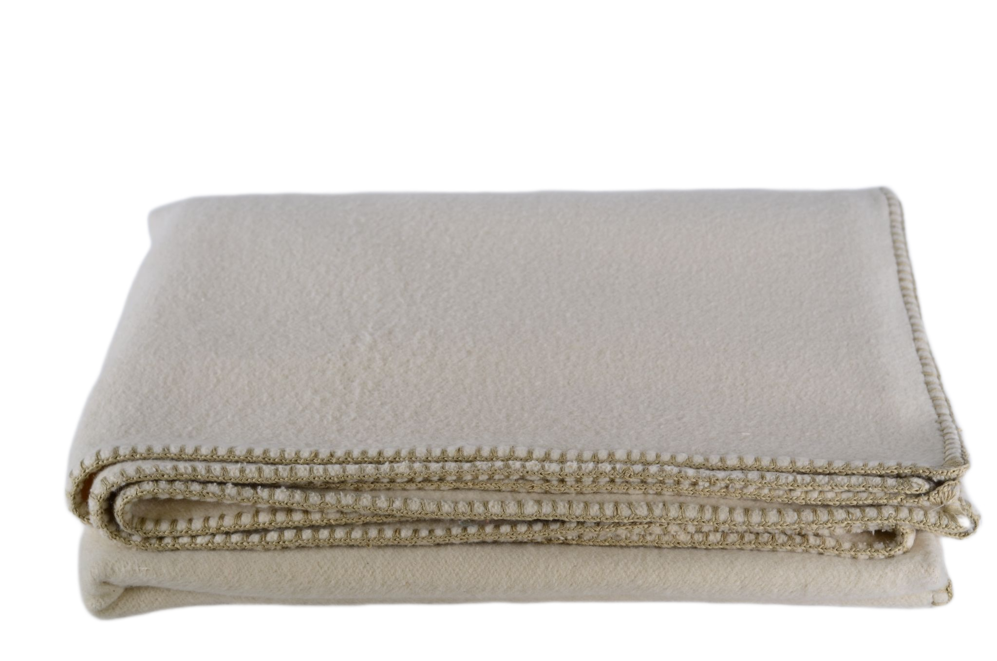 Blanket: Organic eco-cotton, hand stitched edging, Taupe - BL107