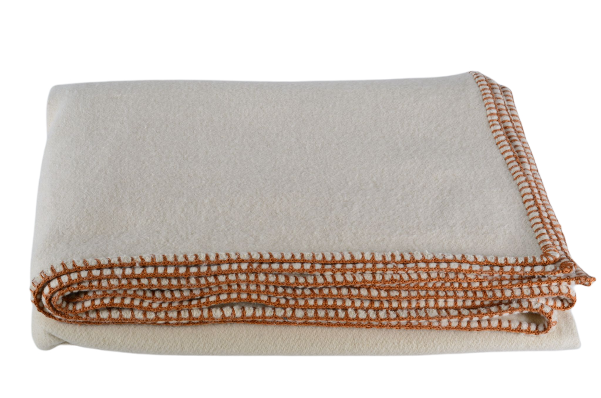 Blanket: Organic eco-cotton, hand stitched edging, Cinnamon - BL110