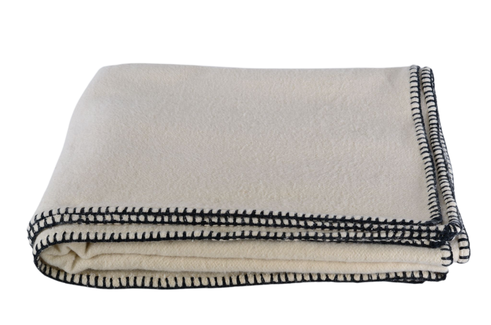 Blanket: Organic eco-cotton, hand stitched edging, Black - BL108
