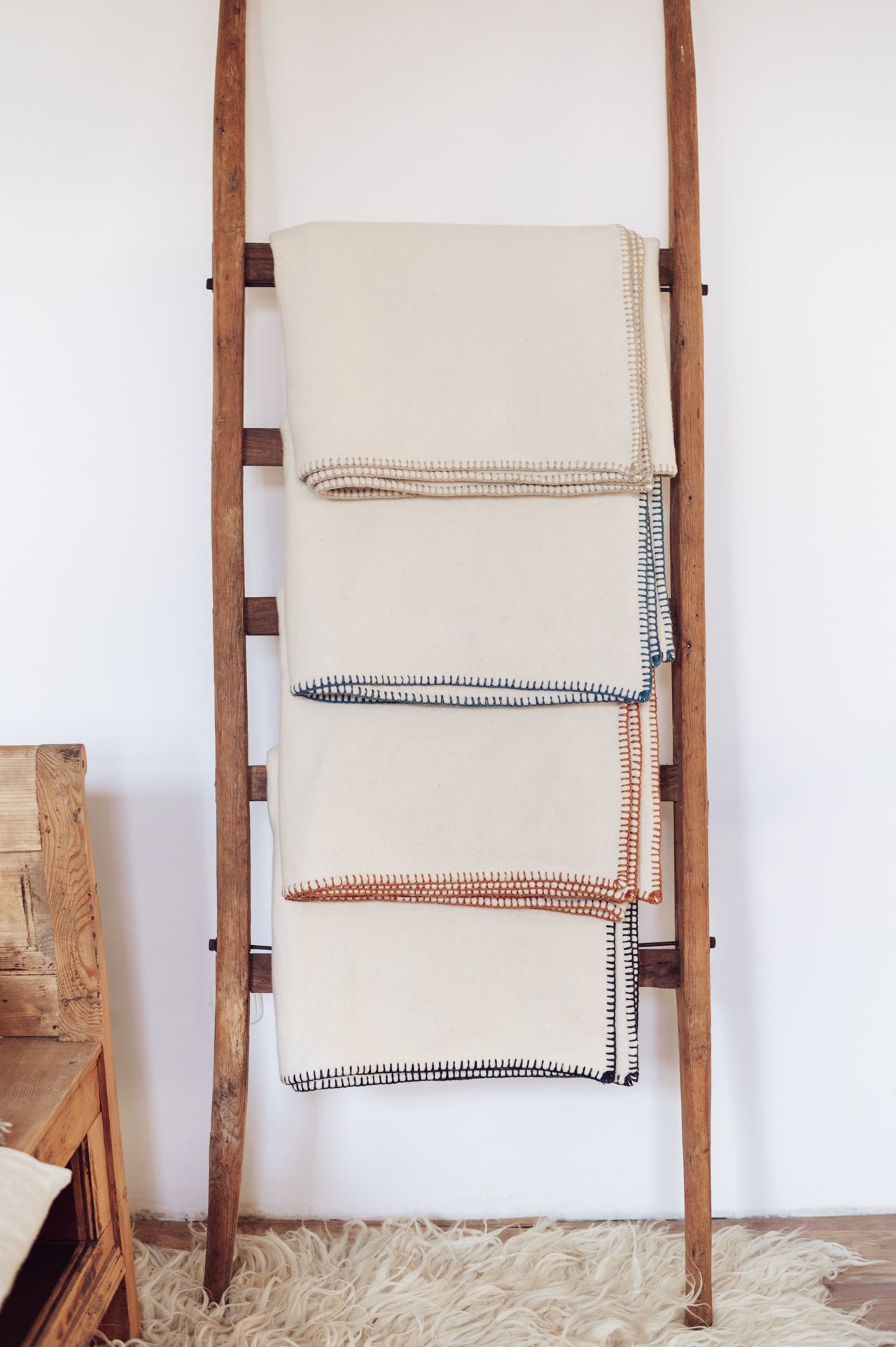 Blanket: Organic eco-cotton, hand stitched edging, Cinnamon - BL110