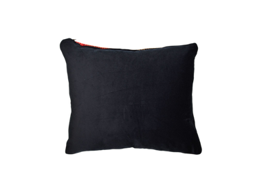 Artifact textile handwoven Bulgarian pillow with cotton velvet back.