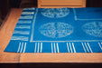 Antique handwoven Hungarian hemp table cloth with indigo wax resist pattern.