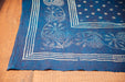 Antique Hungarian hemp table cloth with indigo wax resist design.