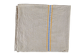 Handwoven antique Hungarian hemp towel with blue and yellow stripes.