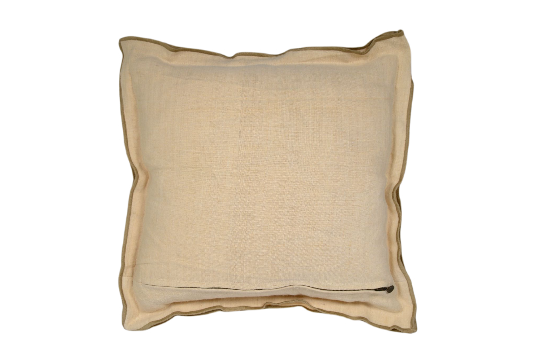 Pillow: Antique handwoven decorative pillow with Taupe trim- P466