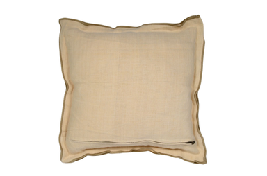 Antique handwoven decorative pillow with taupe trim, sustainable artisan-made.