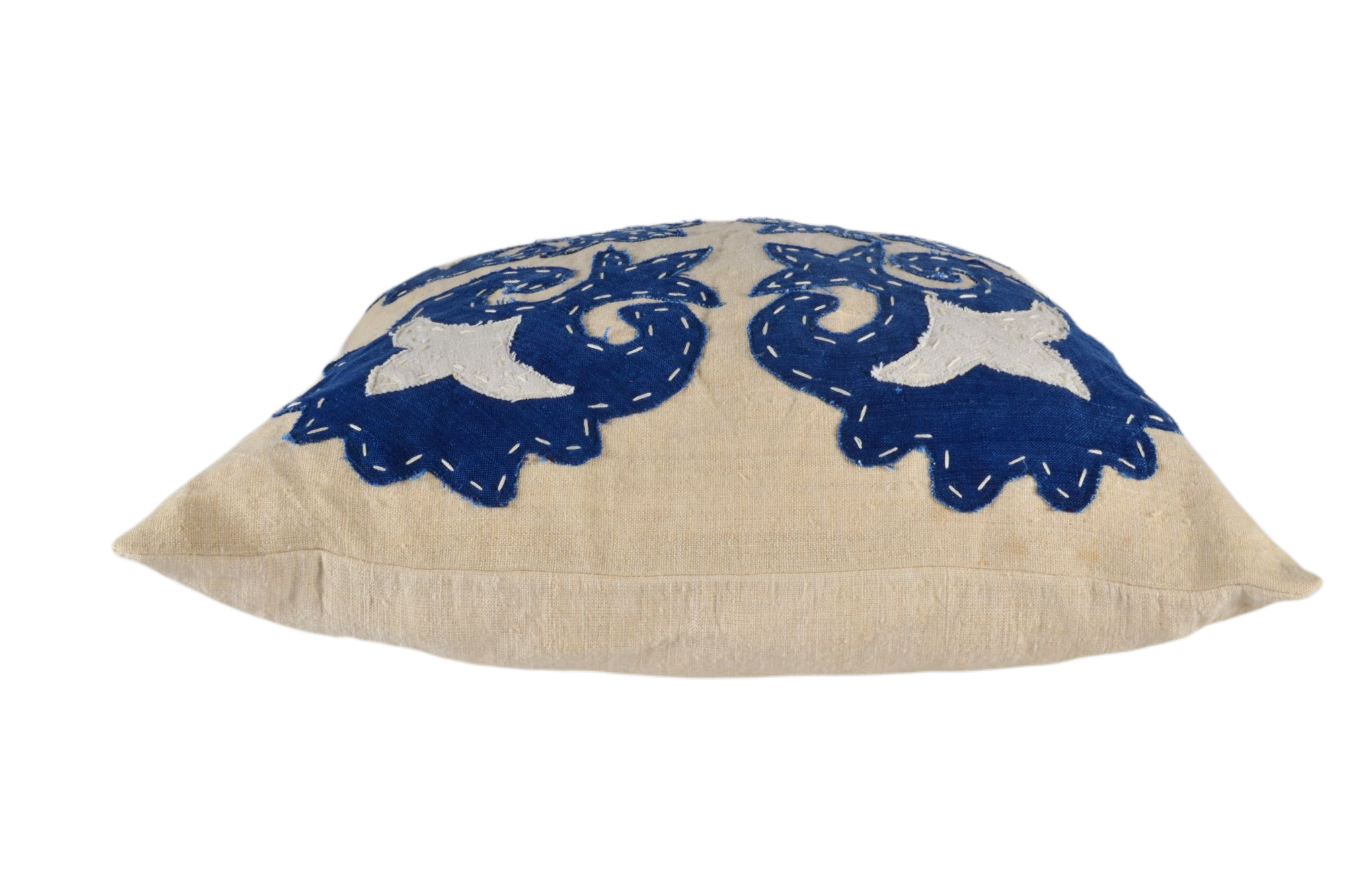 Pillow: Antique handwoven decorative pillow with apliqué - P474