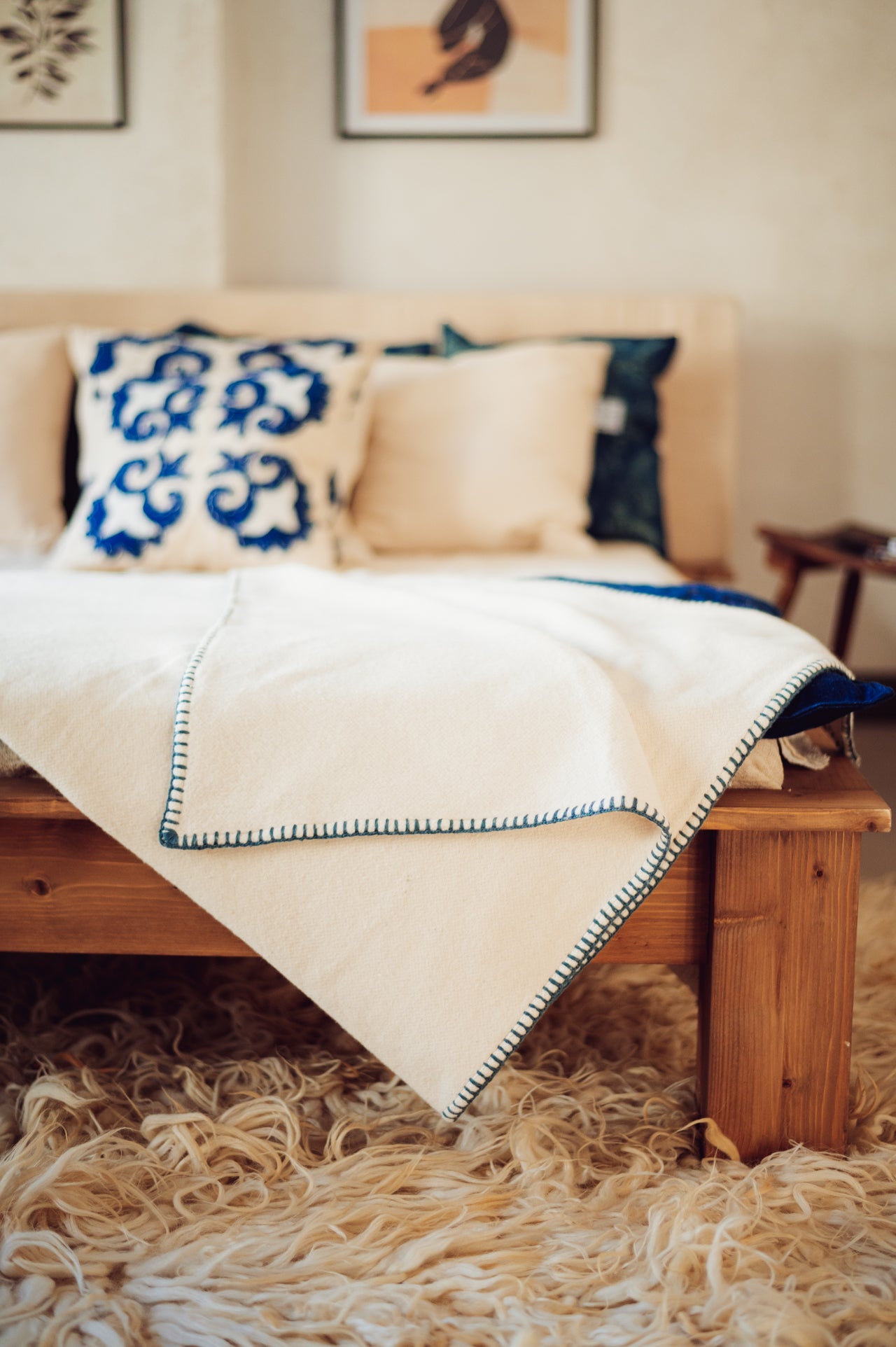 Pillow: Antique handwoven decorative pillow with apliqué - P474
