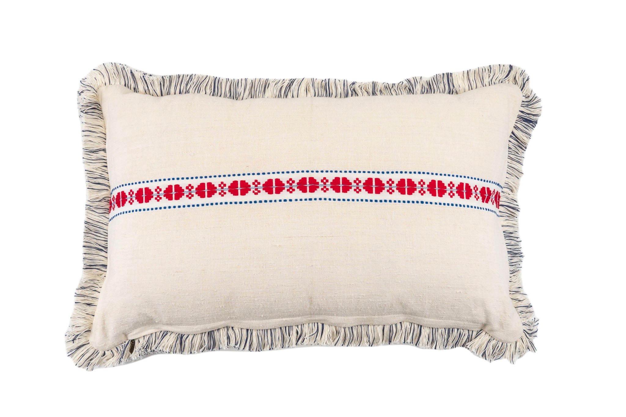 Pillow: Embroidered antique handwoven Hungarian hemp - P074
