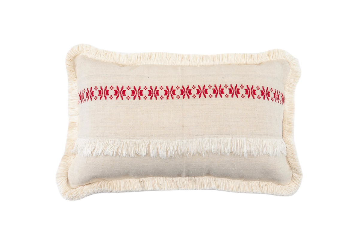 Pillow: Embroidered antique handwoven Hungarian hemp - P083