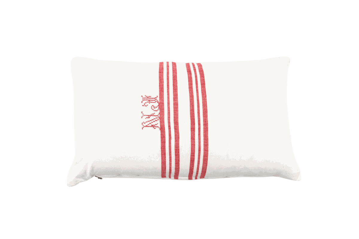 Pillow: Embroidered handwoven antique Hungarian hemp - P121
