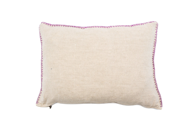 Embroidered handwoven antique Hungarian hemp pillow with metal zipper.