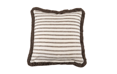 Handwoven Bulgarian cotton pillow with neutral tones and intricate patterns.