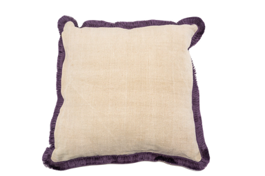 Handwoven antique Hungarian hemp pillow with cotton fringe.