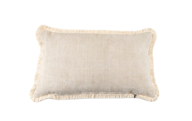 Handwoven Antique Hungarian Textile pillow with fringed edges.