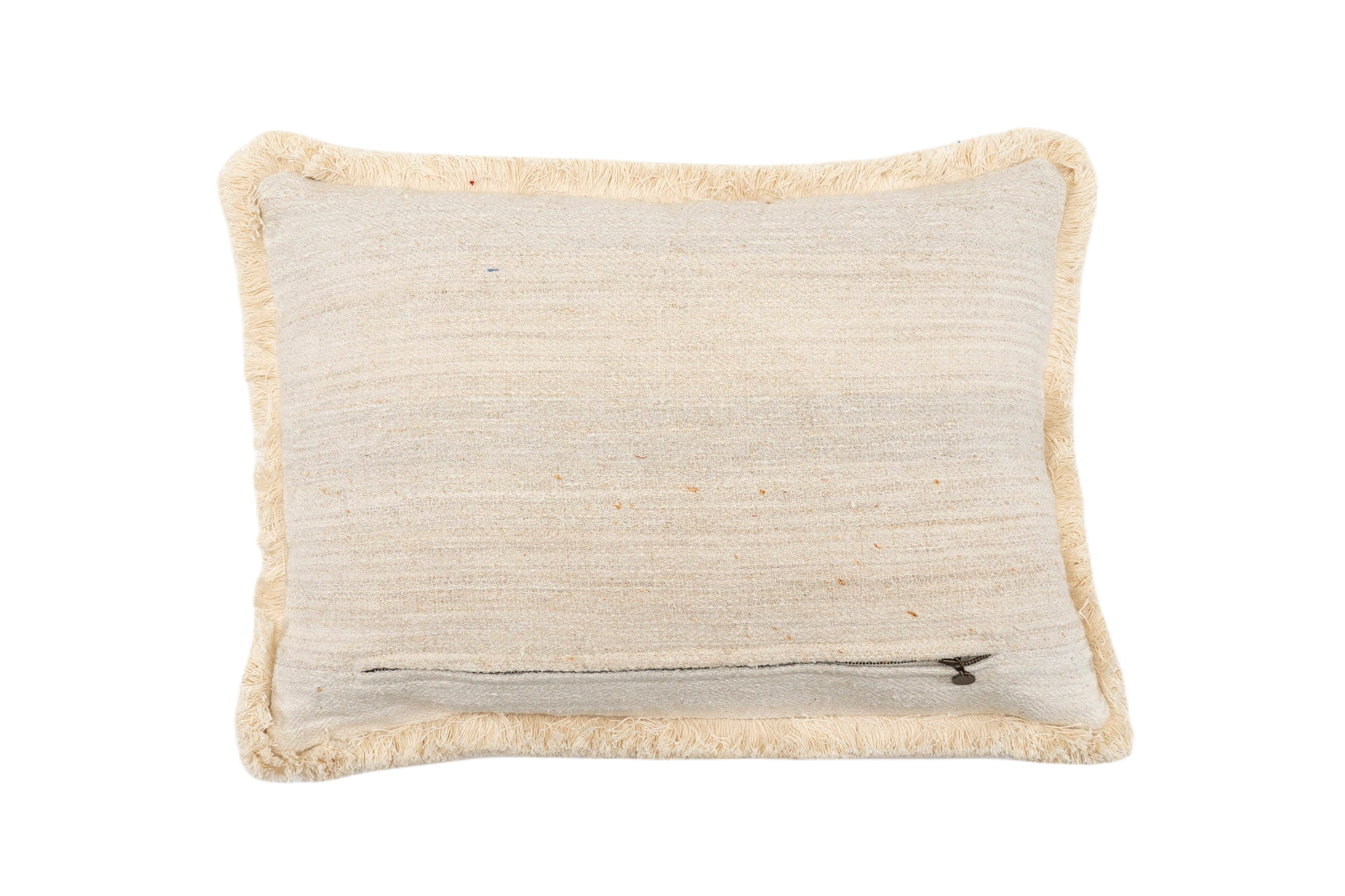 Handwoven antique Hungarian hemp pillow with rustic design and natural texture.