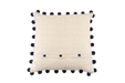 Handwoven antique Hungarian hemp pillow with indigo accents.