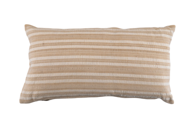 Handwoven antique Bulgarian cotton pillow with striped design.