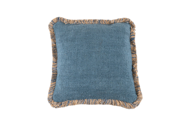 Antique Hungarian handwoven hemp pillow with fringe detail, rustic and durable textile.