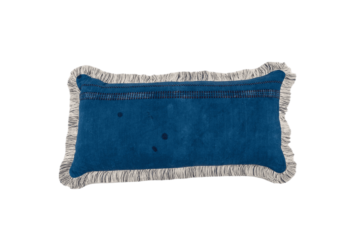 Pillow: Indigo over dyed antique handwoven hemp - P155