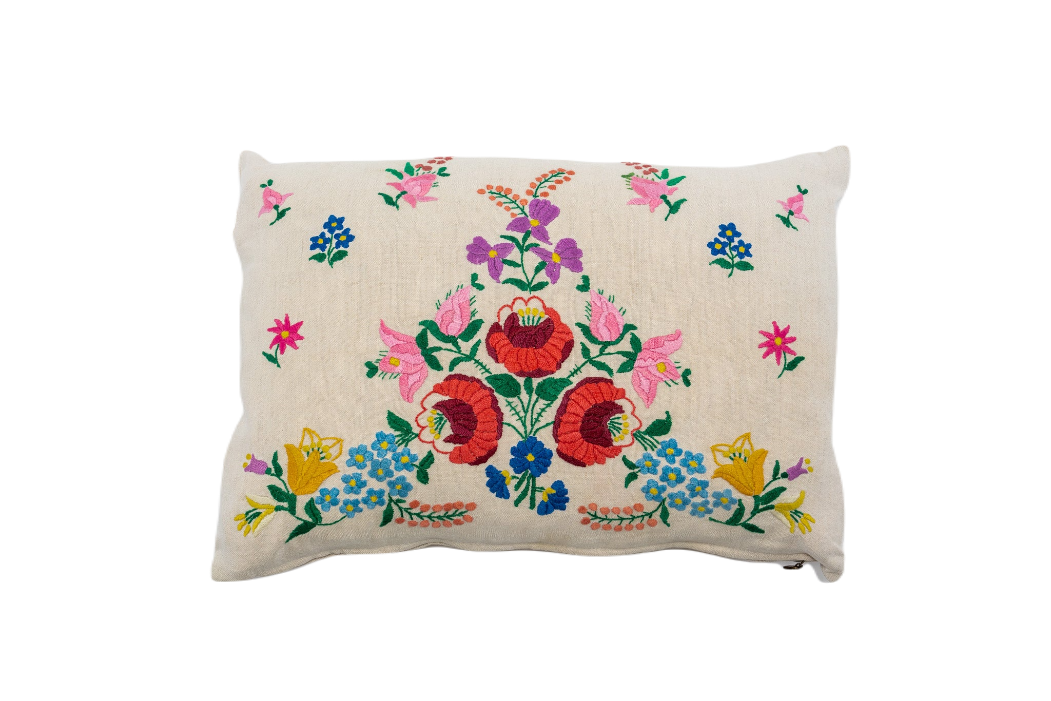 Pillow: Embroidered handwoven antique Hungarian hemp - P345