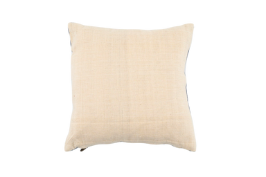 Handwoven antique Hungarian hemp pillow with rustic texture and earthy tones.