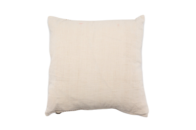 Antique handwoven Bulgarian silk and cotton pillow with organic hemp back.