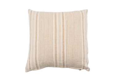 Antique handwoven Bulgarian silk and cotton pillow with neutral stripes.