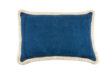 Indigo Overdyed Antique Hemp Pillow with vintage, handcrafted design and unique textures.