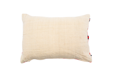 Handwoven antique Hungarian hemp pillow with recycled goose down insert.