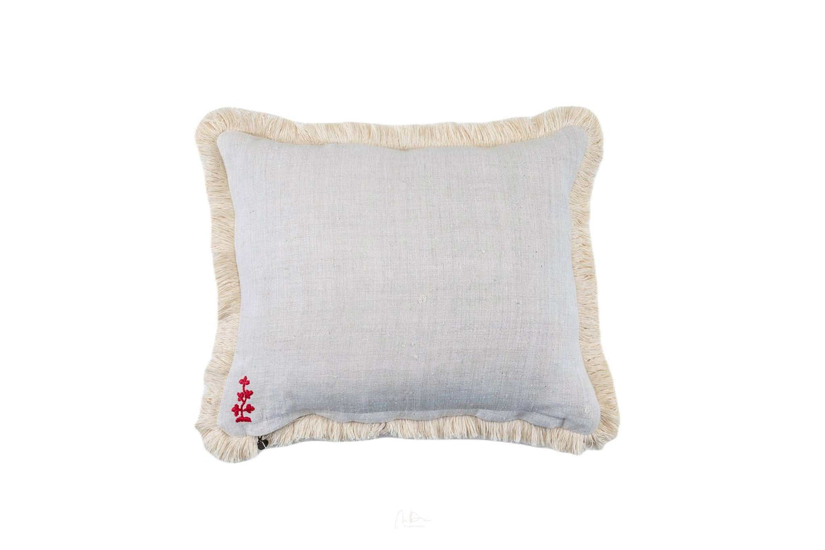 Embroidered Antique and Vintage Hungarian Hemp Pillow – Handmade Rustic Charm