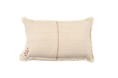 embroidered vintage Hungarian hemp pillow with traditional motifs and rustic elegance