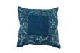 Handwoven antique Hungarian hemp pillow with indigo dye and floral pattern.