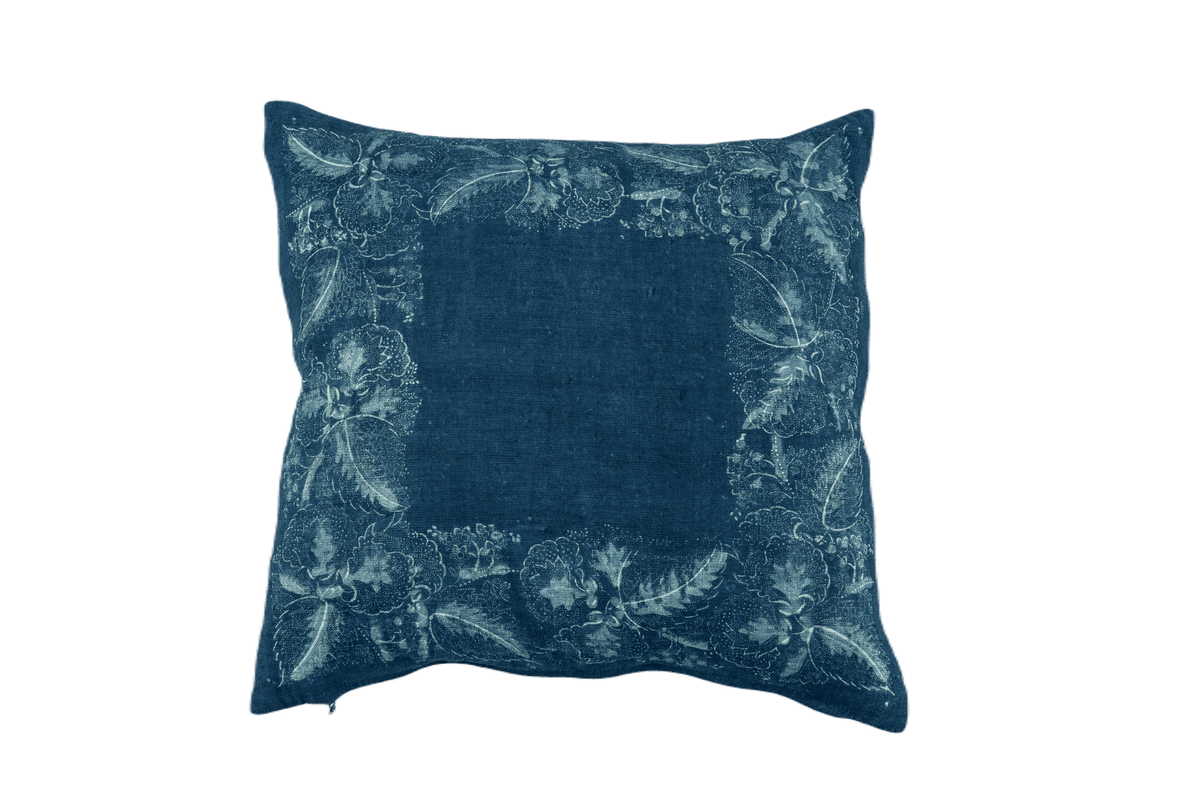 Handwoven antique Hungarian hemp,wax resist dyed Indigo - P259