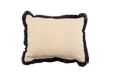 Embroidered handwoven antique Hungarian hemp pillow with cotton fringe.