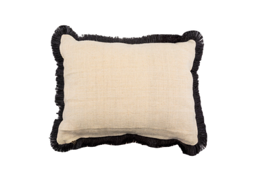 Embroidered handwoven antique Hungarian hemp pillow with cotton fringe.