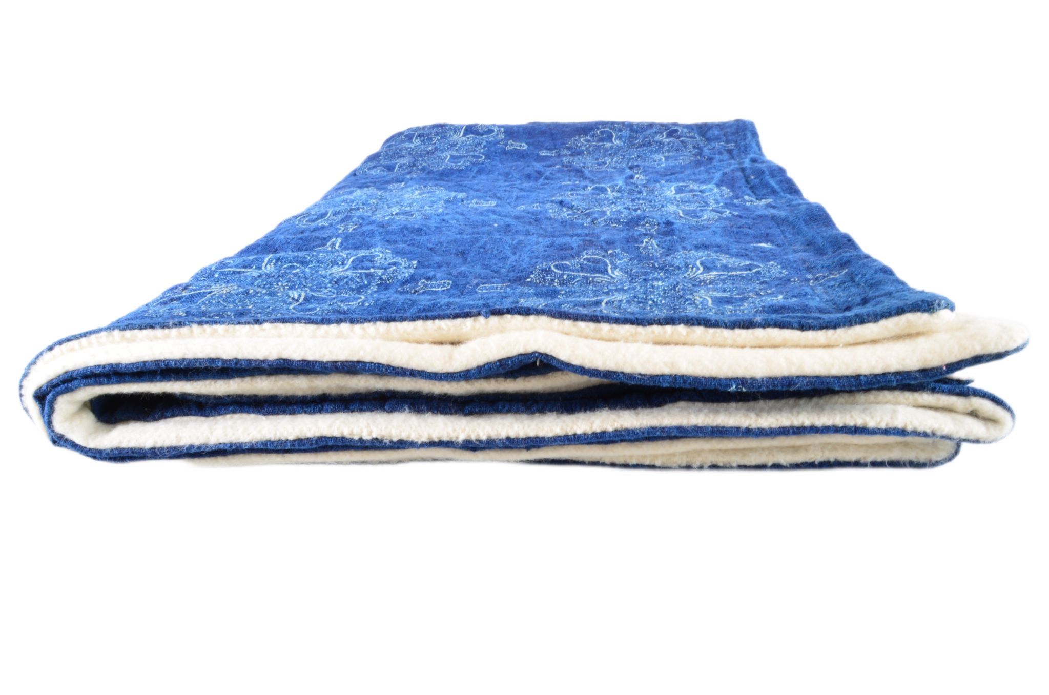 Throw: Indigo - Organic antique handwoven hemp with indigo pattern - TH110
